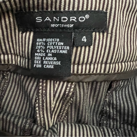 😻Sandro Sportswear Pinstripe Pants Brown Tan - Picture 7 of 7